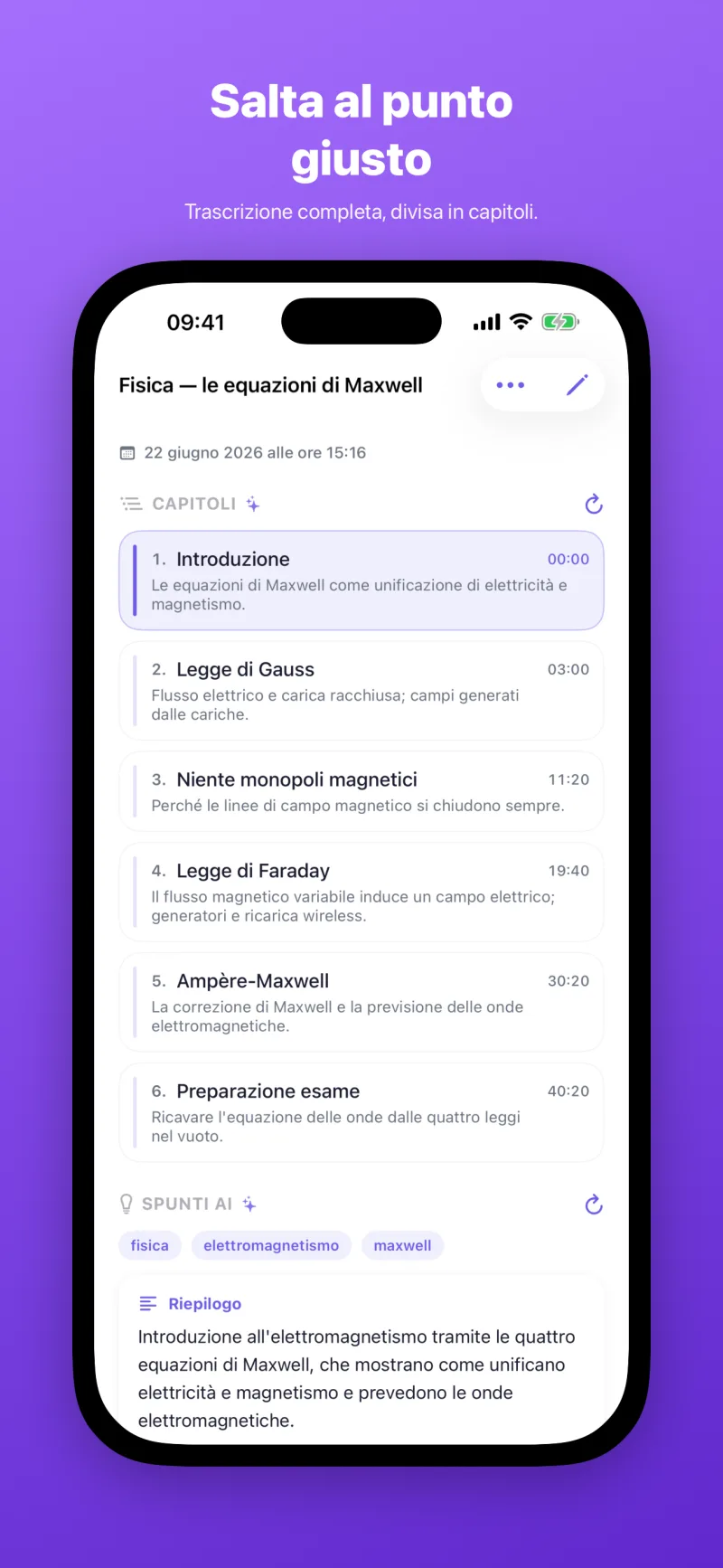 Dettaglio registrazione